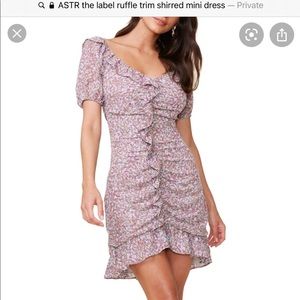 NWT ASTR the Label Ruffle Trim Shirred Mini Dress
